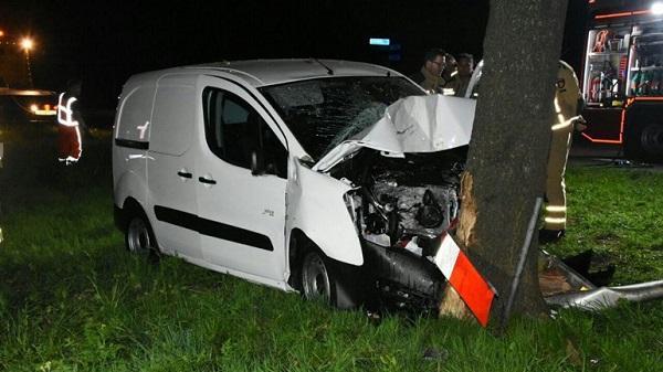 Bestelbus botst tegen boom in Meppel