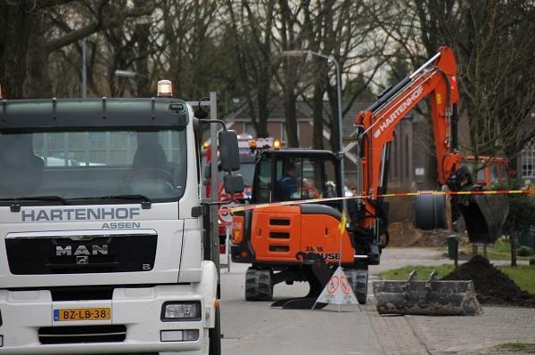 Gaslek na graafwerkzaamheden in Hijken