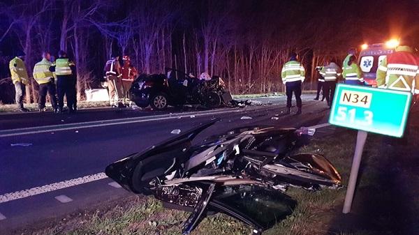 N34 uren afgesloten wegens ernstig ongeval met 4 gewonden (video)