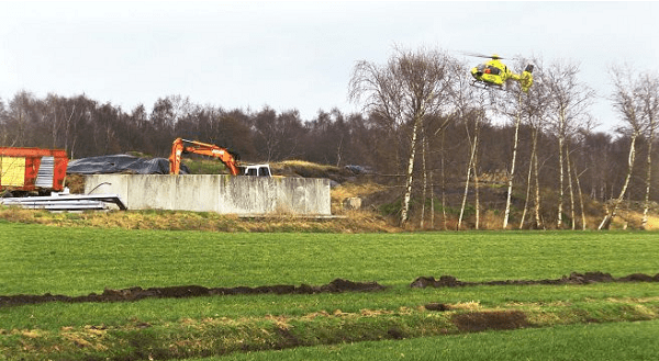 Traumahelikopter naar ongeval op boerenerf