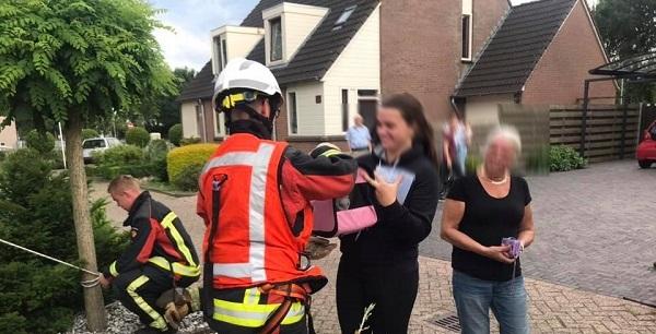 Brandweer Smilde in actie voor kat op het dak in Bovensmilde