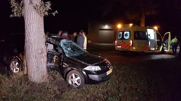 Auto botst hard tegen boom langs Oranjekanaal