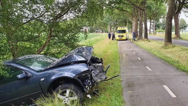 Gewonde bij frontale aanrijding tegen boom (Video)