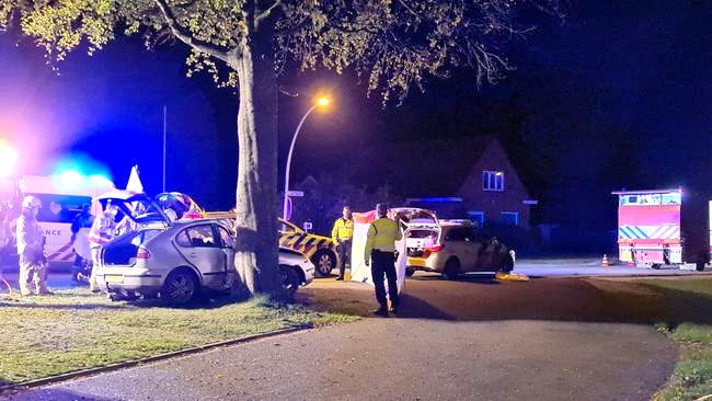 Automobilist raakt zwaargewond bij aanrijding tegen boom (Video)