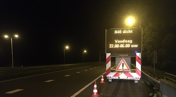 N48 vannacht afgesloten vanwege noodwerkzaamheden