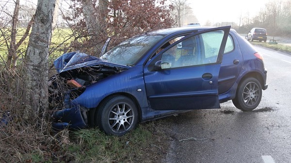 Moeder en kind gewond na botsing met boom door gladheid (video)