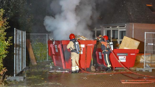 Bouwcontainer in de brand