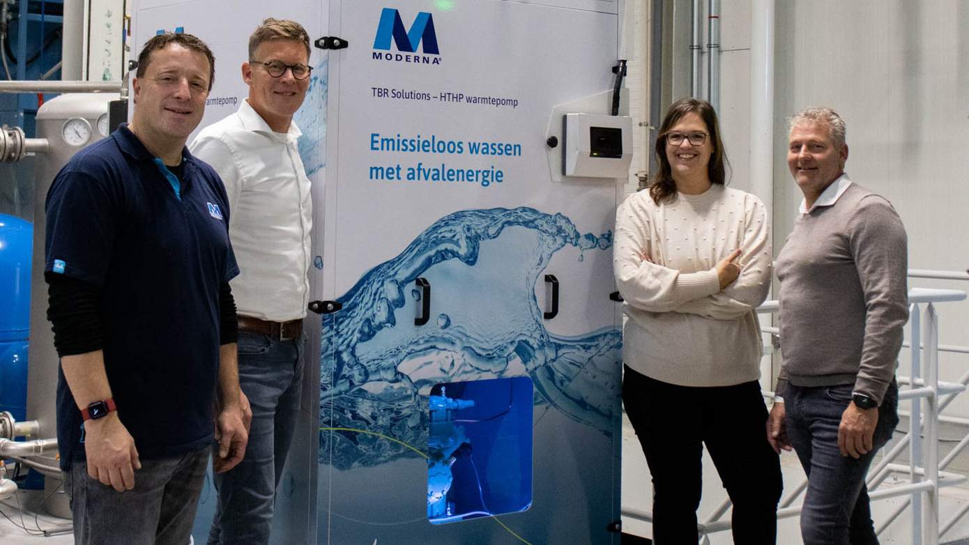 Moderna eerste wasserij ter wereld met duurzame gepatenteerde warmtepomp techniek
