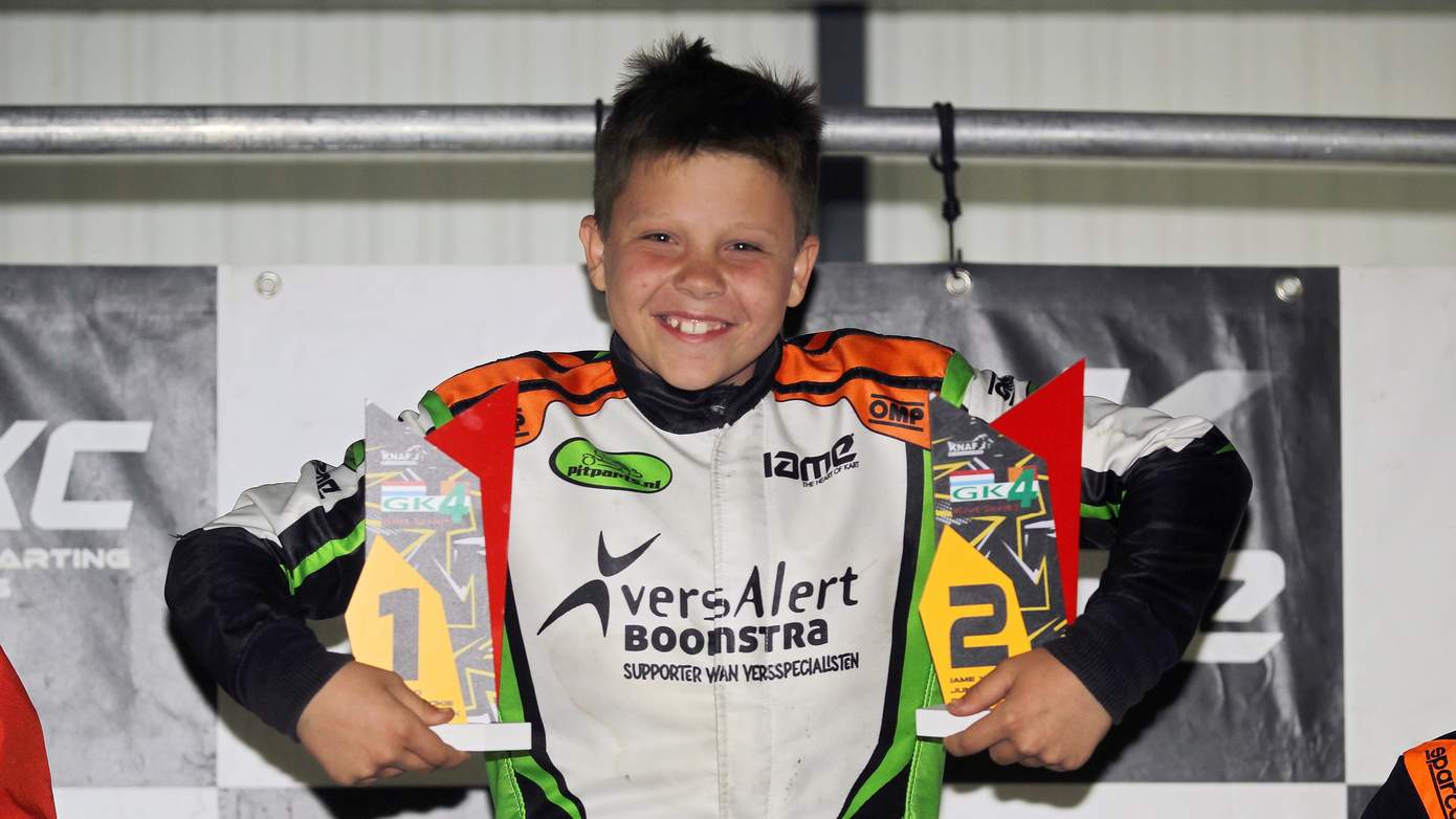 Jorn Helder (12) uit Peize racet pas twee jaar en pakt gedecideerd P2 in GK4 Kart Series!