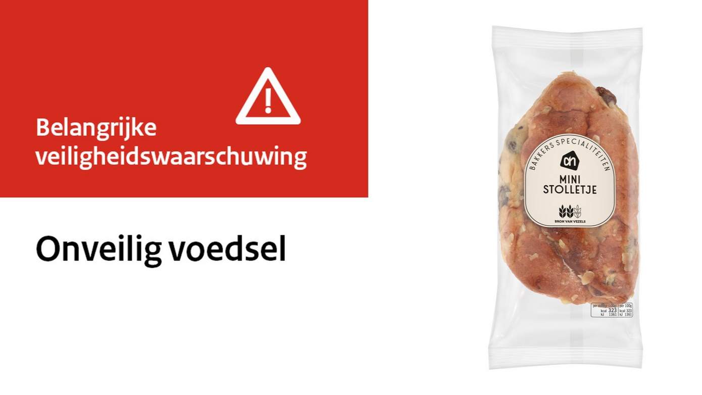 Terugroepactie AH Mini Stolletje 100 gram vanwege mogelijke metaaldeeltjes in product