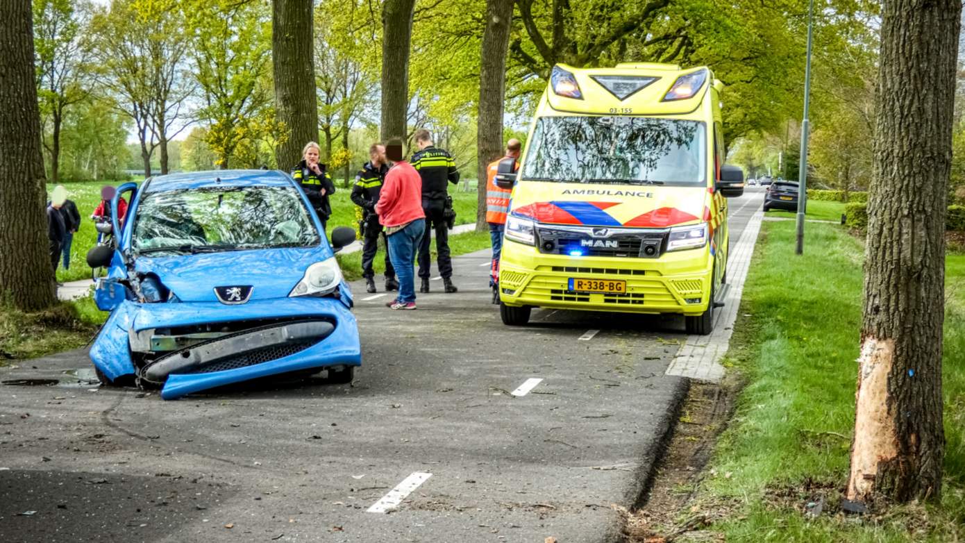 Veel schade nadat auto tegen boom botst