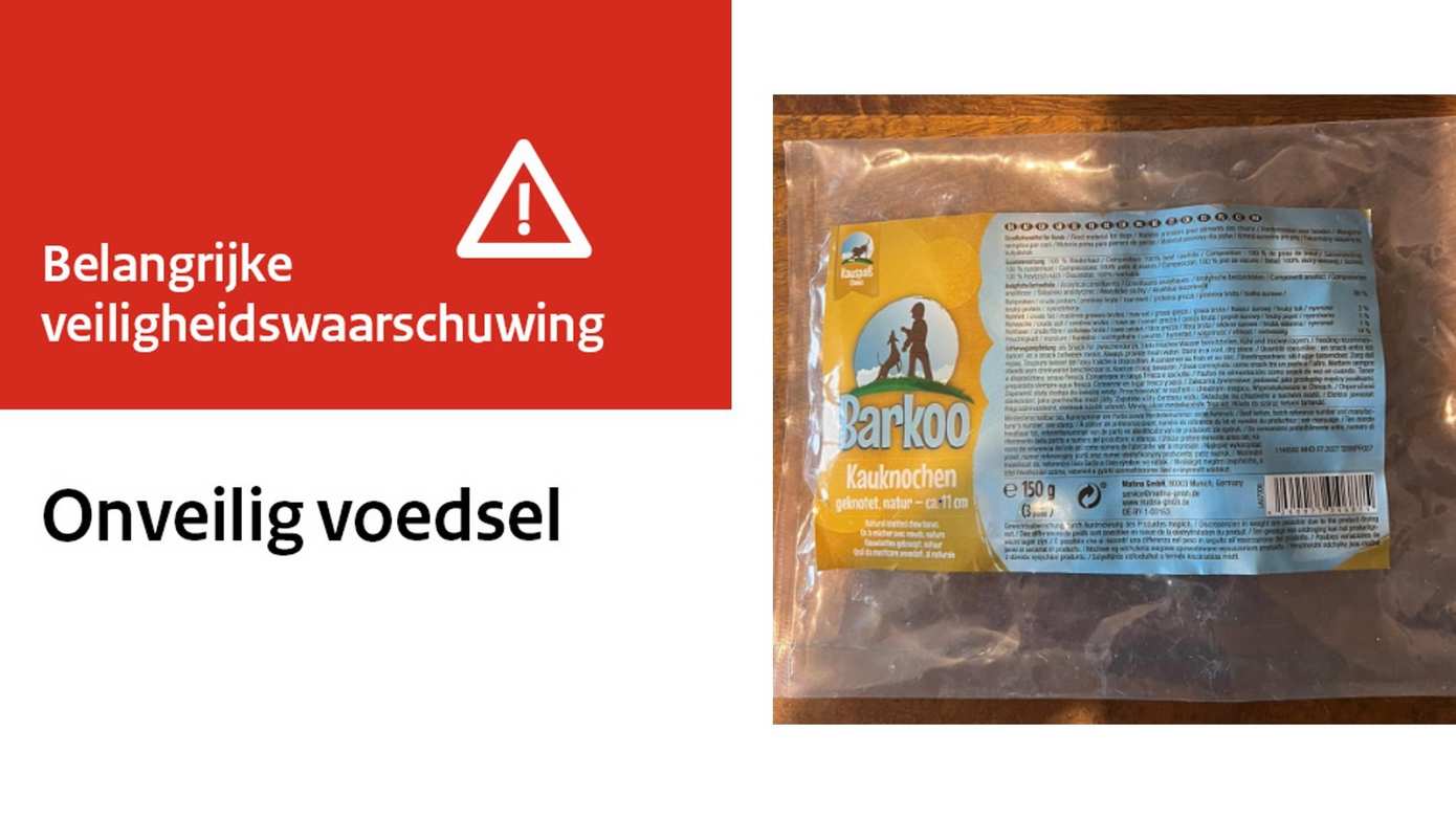 Veiligheidswaarschuwing Barkoo kauwbotjes voor honden