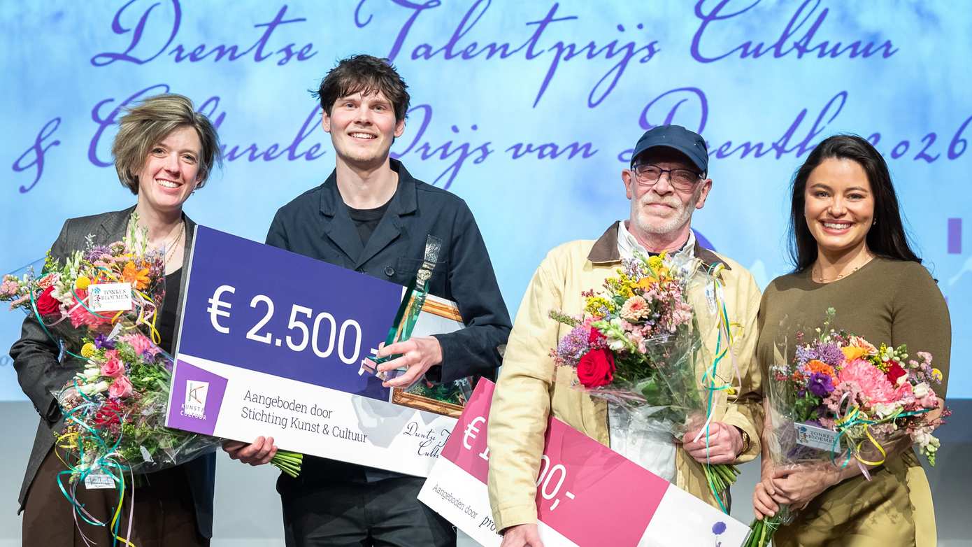 Micha van der Molen winnaar Drentse Talentprijs Cultuur; Erik Harteveld winnaar culturele prijs